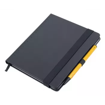 TROIKA BLACK SLIMPAD Cuaderno A5 con bolígrafo amarillo