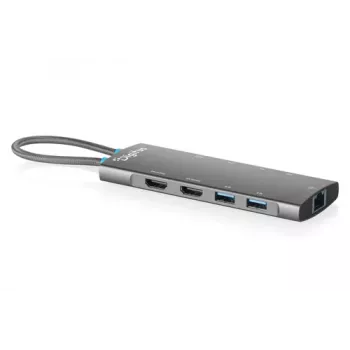 DIGITUS DA-70922 Estación de acoplamiento USB-C, 9 puertos, 2x HDMI, USB, RJ45