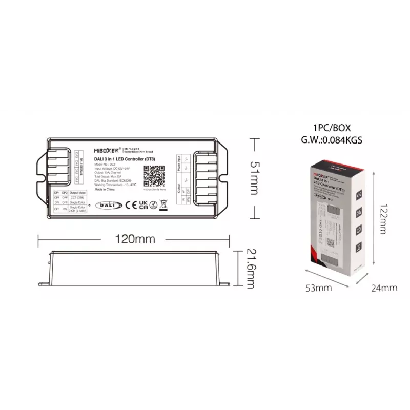 Miboxer DL2 controlador LED DALI 3in1 (DT8)