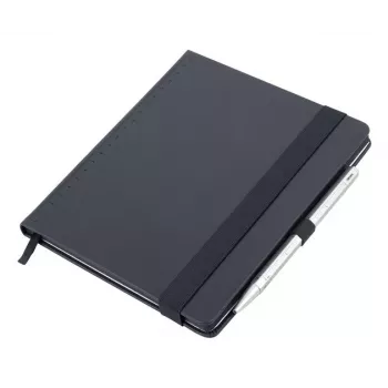 Cuaderno TROIKA BLACK SLIMPAD A5 con bolígrafo plateado