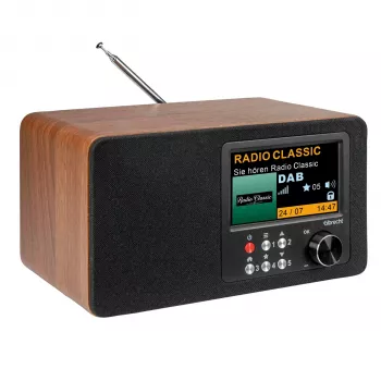 Albrecht DR 863 Radio digital DAB+ FM con Bluetooth, carcasa de madera, pantalla en color, batería