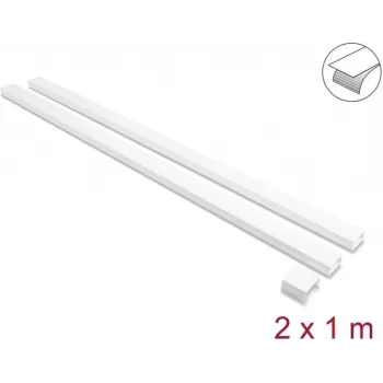 Delock Canaleta autoadhesiva con tapa deslizante 40 x 19 mm, pieza de unión, 1 m, pack de 2, blanco