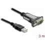 Delock cable adaptador USB 2.0 Type-A a RS-232 serie con conector macho DB9 y tuercas, 3 m