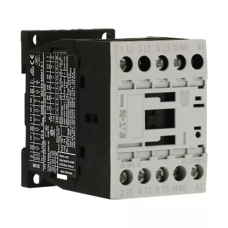 EATON DILM12-10 24VDC contactor de potencia 3 polos 1NO 12A 5,5kW 400V AC-3 carril DIN
