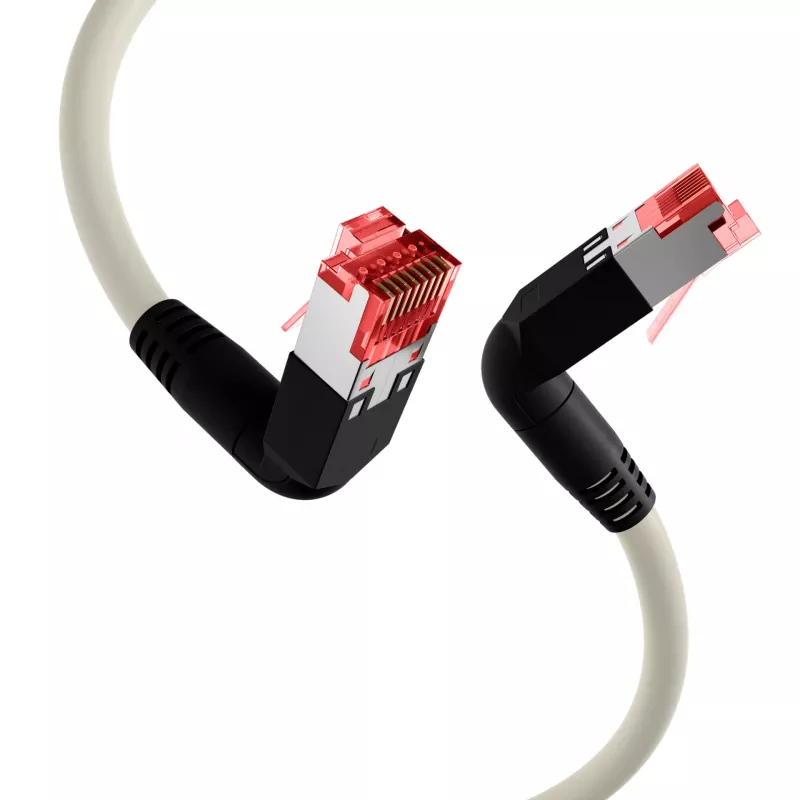 EFB Elektronik K4137GR.2 cable de conexión Cat.6A S/FTP LSZH, Draka UC900 TM21, 2x90 grados, 2 m, gris
