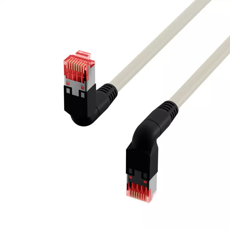 EFB Elektronik K4137GR.2 cable de conexión Cat.6A S/FTP LSZH, Draka UC900 TM21, 2x90 grados, 2 m, gris