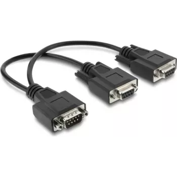 Delock cable divisor en Y D-Sub 9 conector macho a 2 x conector hembra con tornillos 25 cm