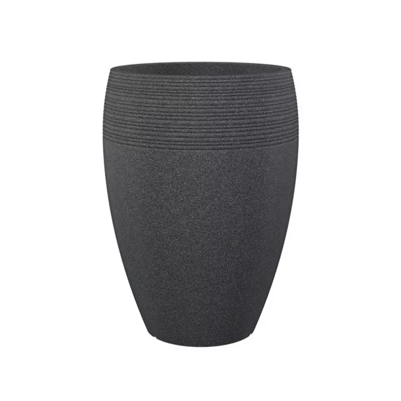 Emsa Landhaus Maceta 283/65 negro granito D47 – maceta redonda de 47 cm, 38 L, resistente a los rayos UV y a las heladas, interior/exterior