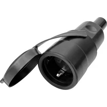 Bachmann BM0028125 Tapa protectora de goma maciza con tapa para conector hembra Schuko, negra