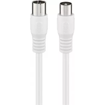 Wentronic Goobay Cable coaxial de antena, apantallamiento clase A+ >85 dB, doble apantallamiento, 75 ohmios, 1,5 m, blanco, conector macho coaxial a conector hembra coaxial