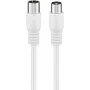 Wentronic Goobay Cable coaxial de antena, apantallamiento clase A+ >85 dB, doble apantallamiento, 75 ohmios, 1,5 m, blanco, conector macho coaxial a conector hembra coaxial