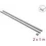 Canaleta de cables autoadhesiva con tapa corredera Delock 24 x 14 mm, 1 m, pack de 2, gris, con conectores