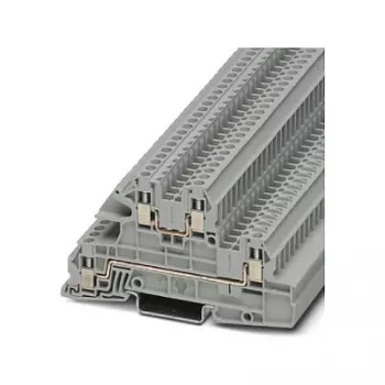 Phoenix 3076031 Borne de instalación en carril UTI 2,5-L/L, multicapa, conexión por tornillo, 2 niveles, 4 conexiones, 2,5 mm², 500 V, 24 A, gris
