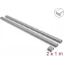Canaleta de cables autoadhesiva con tapa corredera Delock 30 x 14 mm, con conectores, 1 m, pack de 2, gris