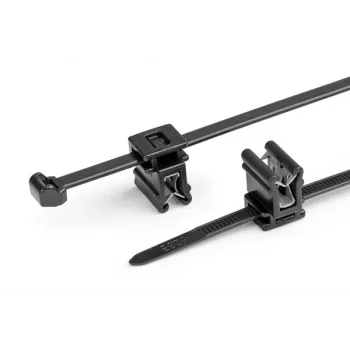 HellermannTyton T50ROSEC4A-PA66W-BK Bridas con clip de fijación de abeto, 200mm x 4,6mm, negro, pack de 100