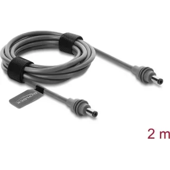 Delock Cable de alimentación de conector macho DC 5.5 x 2.1 mm a conector macho DC 5.5 x 2.1 mm para Starlink Mini, 2 m gris