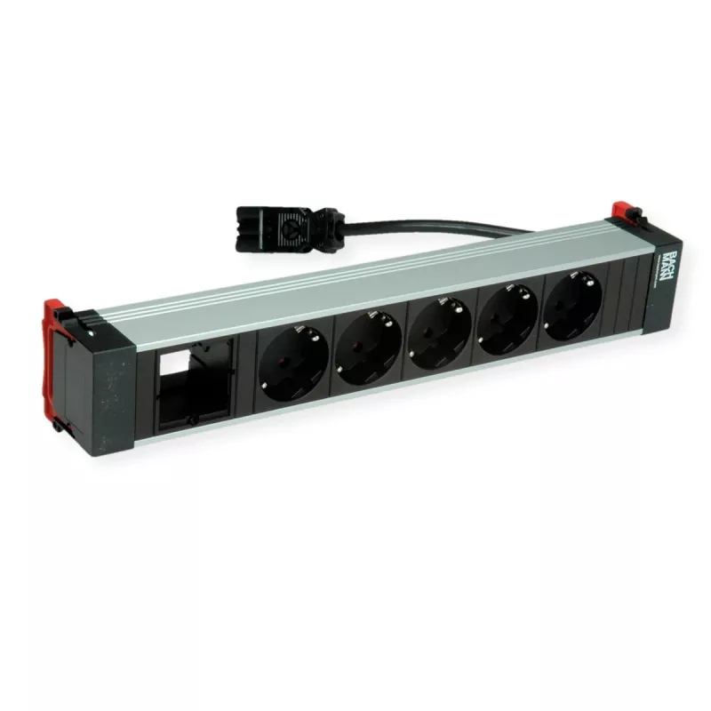 Bachmann POWER FRAME 5x toma Schuko 1x ranura modular 0,2m GST18i3 negro