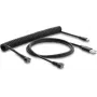 Set de adaptadores Delock cable espiral magnético USB 2.0 Type-A conector macho a Pogo 4 pines conector macho + USB Type-C conector macho a Pogo 4 pines conector hembra negro 1,5 m