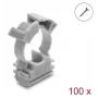 Soporte protector de cables Delock con clip de cierre, atornillable para tubo protector de cables de 16 mm, 100 uds., gris