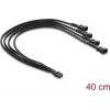 Divisor de cable de ventilador Delock 1 x 4 pines PWM conector hembra a conector macho + 3 x 4 pines conector macho (3 pines ocupados) con funda de cable 40 cm negro
