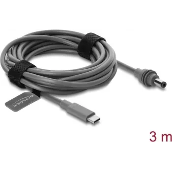 Cable de alimentación Delock USB Type-C™ a DC 5,5 x 2,1 mm para Starlink Mini, 3 m, gris