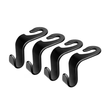 Ganchos para reposacabezas de coche LogiLink, set de 4, negros, organizador universal para reposacabezas, carga de 8 kg por gancho, clip-on sin herramientas, plástico ABS