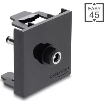 Delock Easy 45 Módulo DC 5,5 x 2,5 mm conector hembra a DC 5,5 x 2,1 mm conector macho negro