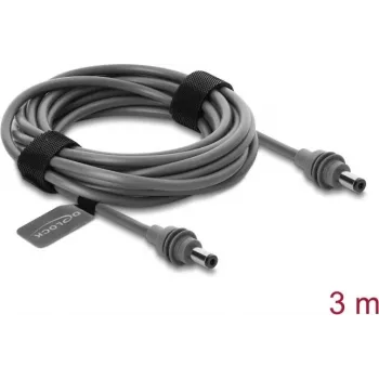 Delock 91824 Cable de alimentación DC 5,5 x 2,1 mm a DC 5,5 x 2,1 mm para Starlink Mini, 3 m, gris