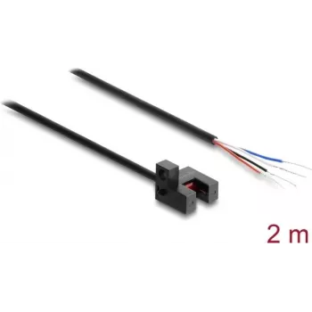 Delock Barrera de luz de horquilla 5 mm Type R con 4 extremos de cable abiertos PNP conmutable claro/oscuro 2 m
