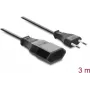 Delock Cable alargador Europlug CEE 7/16 conector macho a conector hembra 2 x 0,75 mm², 3 m, negro