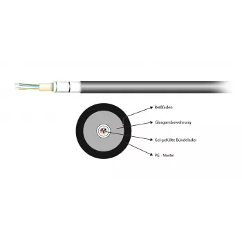 EFB Elektronik A-DQ(ZN)B2Y 4E 9/125µ G657.A1 Cable de fibra óptica outdoor PE, 4 fibras, monomodo, negro, loose tube, protección contra roedores