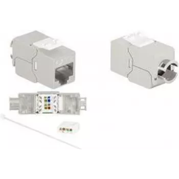 LogiLink NK4067 Conector hembra Keystone Cat.8.1, STP, sin herramientas, conector hembra RJ45, 40G, 2000 MHz, Clase I, fundición de zinc, 1 pack
