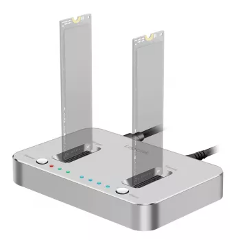 LogiLink Estación de acoplamiento USB 3.2 Gen2, 2 bahías, para SSD M.2 NVMe, función de clonación