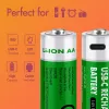 LogiLink LR6RCB2 Pilas AA de litio recargables por USB-C, pack de 2, 1,5 V tensión de salida constante, 2600 mWh
