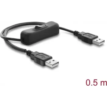 Delock Cable de alimentación USB Type-A macho a macho con interruptor 0,5 m