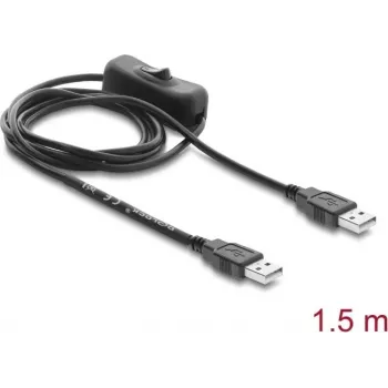 Delock Cable de alimentación USB Type-A macho a macho con interruptor 1,5 m