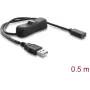 Delock Cable de alimentación USB Type-A macho a USB Type-C hembra con interruptor 0,5 m