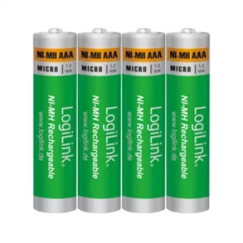 LogiLink LR03RB4 Pilas AAA NiMH recargables, blíster de 4, 800 mAh, 1,2 V, precargadas, baja autodescarga