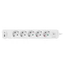 Regleta de enchufes LogiLink LPS280U, 5 tomas AC, 2 puertos USB (USB-A y USB-C), 17W, blanca