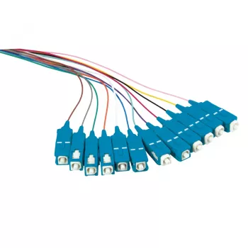 Set de pigtails de fibra LogiLink 12 x SC OS2 2m, multicolor, conector azul