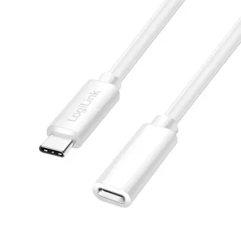Cable alargador USB 2.0 Type-C LogiLink, C/M a C/H, 480 Mbps, 60W, blanco, 3 m