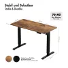 Escritorio elevable eléctrico LogiLink EO0057, 120x60 cm, motor único, tablero marrón, carga de 70 kg
