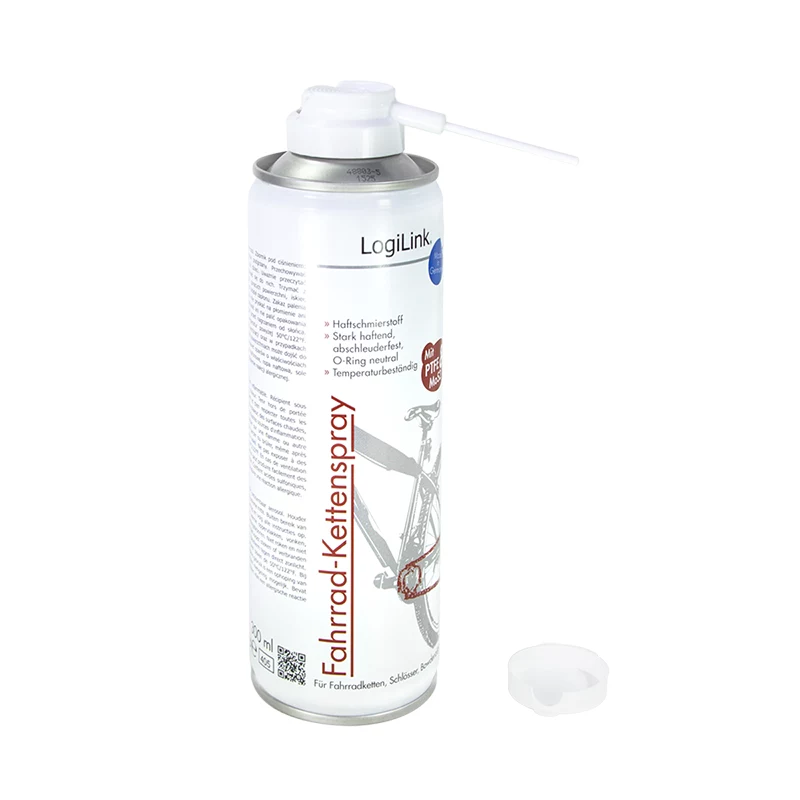 Spray de mantenimiento de cadenas para bicicletas LogiLink RP0024 con PTFE y MoS2, 300 ml