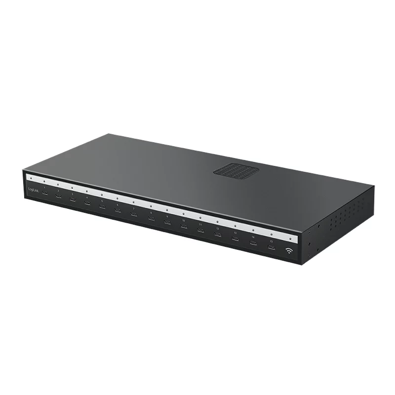 Cargador múltiple USB-C LogiLink (IPSS), 15 puertos, PD, Smart, negro