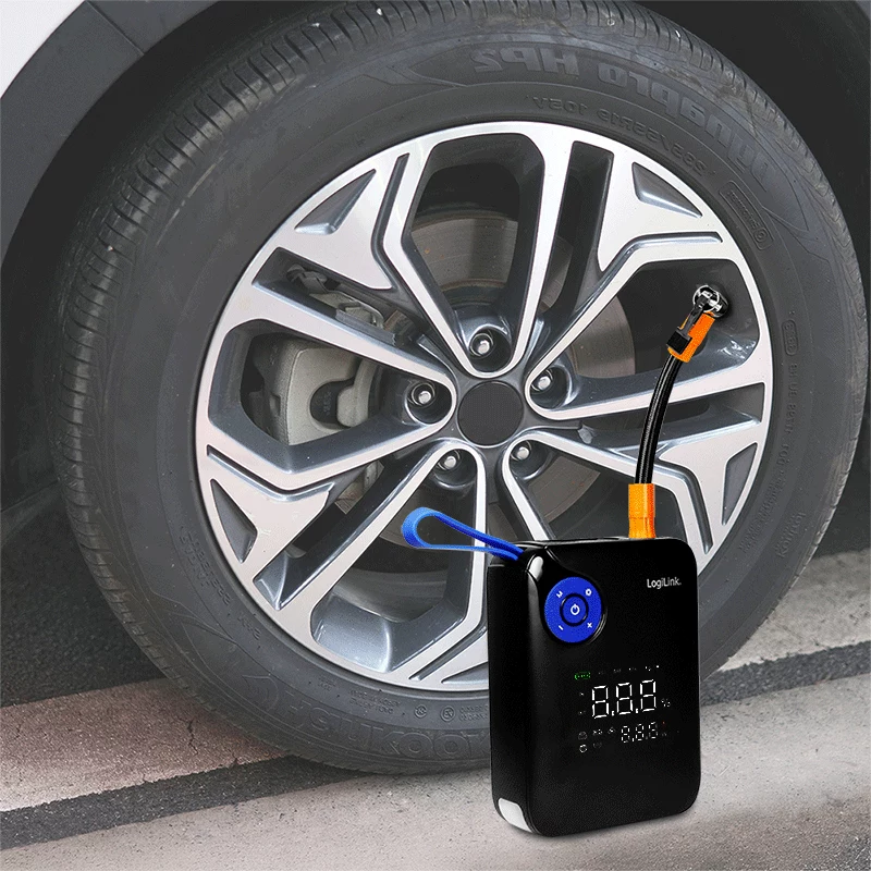 Powerbank de arranque de coche 4 en 1 LogiLink PA0358 con compresor de aire, 7200 mAh, 200A de corriente de arranque, linterna LED