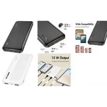 Powerbank LogiLink PA0372W 10000 mAh blanca - 20W PD y QC 3.0, doble USB-A y USB-C