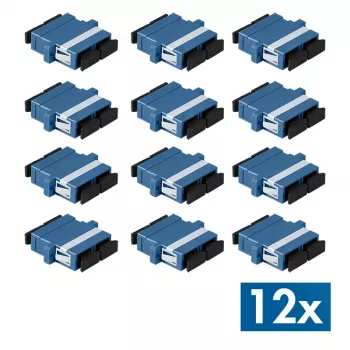 Adaptador de fibra óptica SC dúplex LogiLink, 12 unidades, con brida, azul