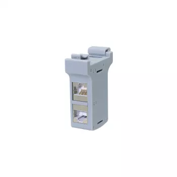 Adaptador de montaje en carril DIN LogiLink con 2 conectores hembra en línea Cat.6A apantallados, 10G, PoE++ (MP0079)