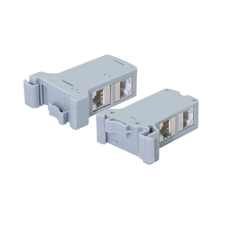 Adaptador de montaje en carril DIN LogiLink con 2 conectores hembra en línea Cat.6A apantallados, 10G, PoE++ (MP0079)