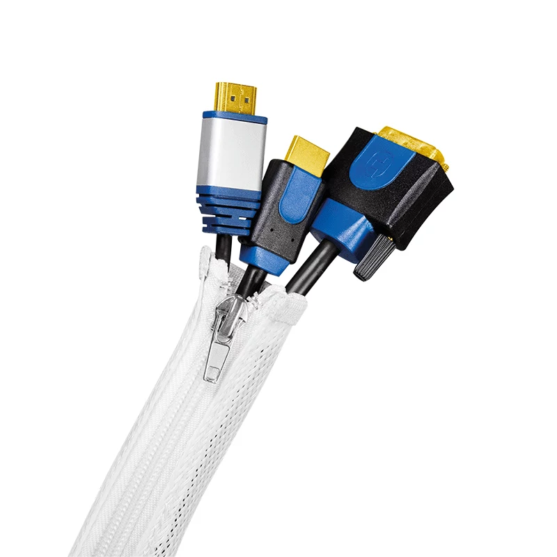LogiLink funda de cables con cremallera, poliéster, 50 mm de diámetro, blanco, 2 m
